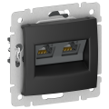 IEKVALENA Розетка компьютерная двойная RJ45 категория 5Е UTP 6945341 черный матовый IEK