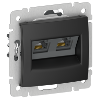 IEKVALENA Розетка компьютерная двойная RJ45 категория 6 UTP 6945311 черный матовый IEK
