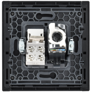 FORTE&PIANO Розетка двойная RJ11+RJ45 кат.5E FP635M металл шампань IEK
