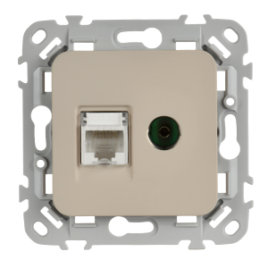 FLITE Розетка 2-местная RJ45/TV категория 5Е UTP РКТВ5е-2-0-ФлЛ льняной IEK