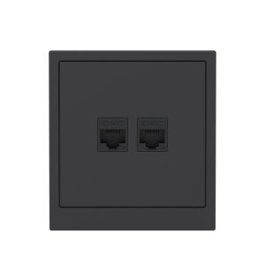 Компьютерная розетка RJ-45 без шторки, кат.5е двойная, KANT, черный уголь