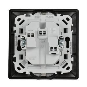 FLITE Розетка 2-местная с заземлением с защитными шторками 16А в сборе РСш12-0-К-ФлЧ черный IEK