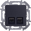 INSPIRIA Розетка компьютерная двойная RJ45 категория 5Е UTP антрацит