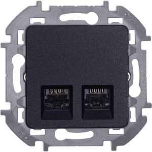 INSPIRIA Розетка компьютерная двойная RJ45 категория 5Е UTP антрацит