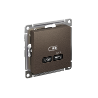 ATLASDESIGN USB РОЗЕТКА тип-С 65Вт высокоскор.заряд. QC, PD, механизм, МОККО ATN000627