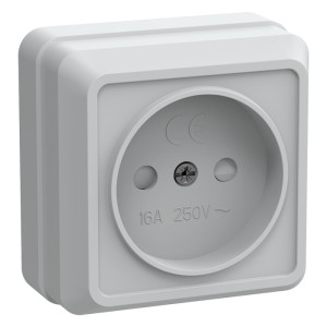 Розетка IEK ОКТАВА, открытый монтаж, со шторками, белый, ERO13-K01-10-DC