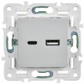 SKANDY Розетка USB A+C 3,1А SK-R14S серебряный IEK