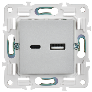 SKANDY Розетка USB A+C 3,1А SK-R14S серебряный IEK