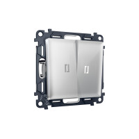 MA404035 Комплект механизма 2-кл проходного выключателя с подсветкой 5600K ALFA Серебро глянец QUANT AP4040, VM120, G25W AMBRELLA VOLT