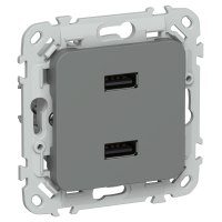 FLITE Розетка USB A+A 3,1А РЮ-2-ФлМА мокрый асфальт IEK