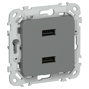 FLITE Розетка USB A+A 3,1А РЮ-2-ФлМА мокрый асфальт IEK