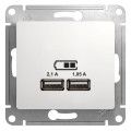 GLOSSA USB РОЗЕТКА A+A, 5В/2,1А, 2х5В/1,05А, механизм, БЕЛЫЙ GSL000133