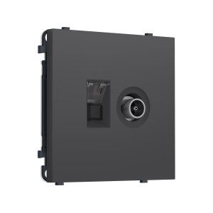 MS912510 Комплект механизма розетки компьютерной + TV оконечной SIGMA Графит Мягкое касание RJ-45 CAT6/50-870MHz 1dB с/ш QUANT PRO (SP9125, PR195)