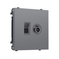 MS872510 Комплект механизма розетки комп. + TV оконеч. SIGMA Платиново-серый Мягкое касание RJ-45 CAT6/50-870MHz 1dB с/ш QUANT PRO (SP8725, PR195)