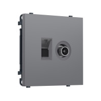 MS872510 Комплект механизма розетки комп. + TV оконеч. SIGMA Платиново-серый Мягкое касание RJ-45 CAT6/50-870MHz 1dB с/ш QUANT PRO (SP8725, PR195)