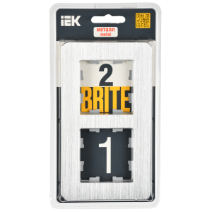 BRITE Рамка 2-местная РУ-2-1-Бр металл алюминий RE AL IEK