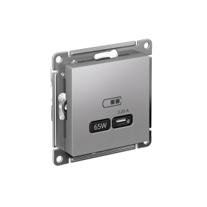 ATLASDESIGN USB РОЗЕТКА тип-С 65Вт высокоскор.заряд. QC, PD, механизм, АЛЮМИНИЙ ATN000327