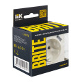 BRITE Розетка 1-местная с заземлением с защитными шторками 16А с USB AA 5В 3,1А РЮш10-2-БрЖ жемчуг IEK