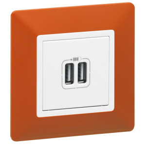 Механизм розетки USB Valena Life 2 разъема 240В5В 2400мА с лиц. панелью бел. Leg 753412