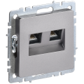 BRITE Розетка двойная RJ11+RJ45 кат.5E РК/Т12-БрС сталь IEK