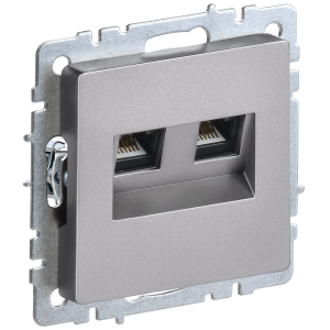 BRITE Розетка двойная RJ11+RJ45 кат.5E РК/Т12-БрС сталь IEK