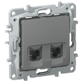 IEKETIKA Розетка компьютерная двойная RJ45 категория 5Е UTP 6715551 мокрый асфальт IEK