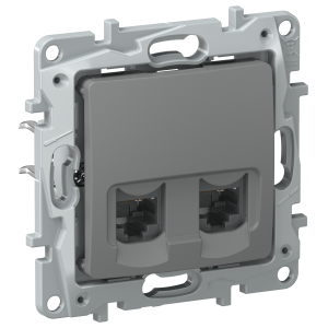 IEKETIKA Розетка компьютерная двойная RJ45 категория 5Е UTP 6715551 мокрый асфальт IEK
