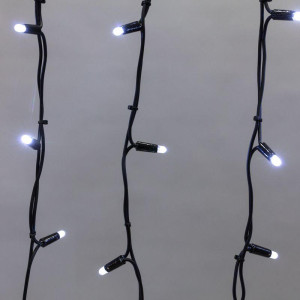 Гирлянда светодиодная Айсикл (бахрома) 4х0.6м 128LED бел. 10Вт 230В IP67 провод каучук черн. Neon-Night 255-225