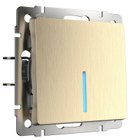 W1110110/ Выключатель одноклавишный с подсветкой (шампань рифленый)