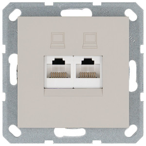 Jasmart Интернет-розетка RJ45 двойная с накладкой, цвет Тауп