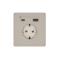 Systeme Infinity, Розетка СУ с ЗК и зар.устр.USB АС 20Вт 250В, 16А, защит.шторки, Песчаный берег