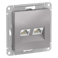 ATLASDESIGN РОЗЕТКА двойная компьютерная RJ45+RJ45 кат. 5e, механизм, АЛЮМИНИЙ ATN000385