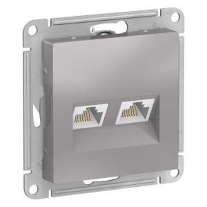 ATLASDESIGN РОЗЕТКА двойная компьютерная RJ45+RJ45 кат. 5e, механизм, АЛЮМИНИЙ ATN000385