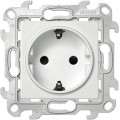 Розетка Simon SIMON 24 HARMONIE, скрытый монтаж, с заземлением, со шторками, белый, 2450432-030