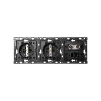Simon 100 Кит 3 поста механизм 2 розетки Schuko + 1 розетка TV одиночная + 1 розетка RJ45 Cat.6 + суппорт