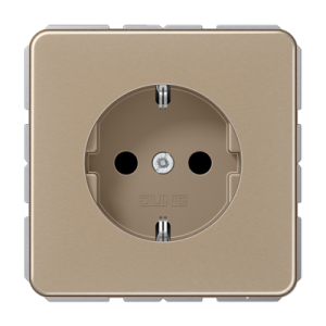 Розетка Jung CD 500, скрытый монтаж, с заземлением, золотая бронза, CD1520GB