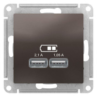 ATLASDESIGN USB РОЗЕТКА A+A, 5В/2,1А, 2х5В/1,05А, механизм, МОККО ATN000633