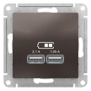 ATLASDESIGN USB РОЗЕТКА A+A, 5В/2,1А, 2х5В/1,05А, механизм, МОККО ATN000633