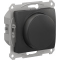 GLOSSA СВЕТОРЕГУЛЯТОР (диммер) поворотно-нажимной, LED, RC, 400Вт, механизм, АНТРАЦИТ GSL000723