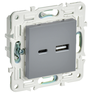SKANDY Розетка USB A+C 3,1А SK-R14Gr серый IEK