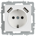 BRITE Розетка 1-местная с заземлением с защитными шторками 16А с USB AA 5В 3,1А РЮш10-2-БрАБ арктический белый IEK