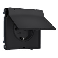 MS988010 Комплект механизма электрической розетки SIGMA Черный Мягкое касание 50Hz 2PE сз сш и крышкой IP44 16A-250V QUANT PRO SP9880, PR141