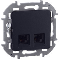 INSPIRIA Розетка компьютерная двойная RJ45 категория 5Е UTP антрацит