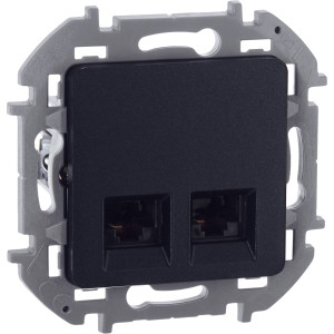 INSPIRIA Розетка компьютерная двойная RJ45 категория 5Е UTP антрацит