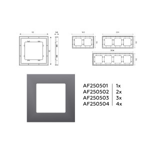 AF250504 Рамка ALFA Qubi Сталь матовый 4-ая AMBRELLA VOLT