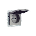 BRITE Розетка 1-местная с заземлением с защитными шторками и крышкой 16А IP20 РСбш10-3-БрС сталь IEK