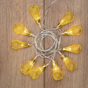 Гирлянда светодиодная Восточные фонарики 1.5м 10LED желт. 4Вт IP20 провод ПВХ прозр. элементы питания 2хAA (не в компл.) Neon-Night 303-071
