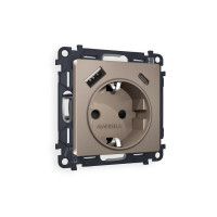 MA640010 Комплект механизма электрической розетки ALFA Темная бронза матовый 2USB AC 20W быстрая зарядка сз QUANT AP6400, VM160 AMBRELLA VOLT