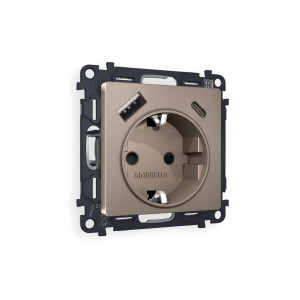 MA640010 Комплект механизма электрической розетки ALFA Темная бронза матовый 2USB AC 20W быстрая зарядка сз QUANT AP6400, VM160 AMBRELLA VOLT
