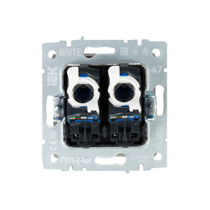 BRITE Розетка компьютерная двойная RJ45 кат.6 РК11-2-БрА алюминий IEK